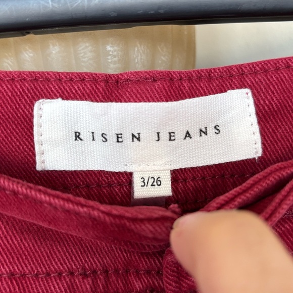 Brand New Risen High Rise Ankle Length Jeans Wine Red Fall Denim Cotton Stretch - Picture 9 of 16